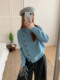 Turn-Down Collar 100% Merino Wool Knitted Cardigan for Women, 2025 Winter New Korean Style Loose Fit Slimming Diagonal Button Sweater Coat