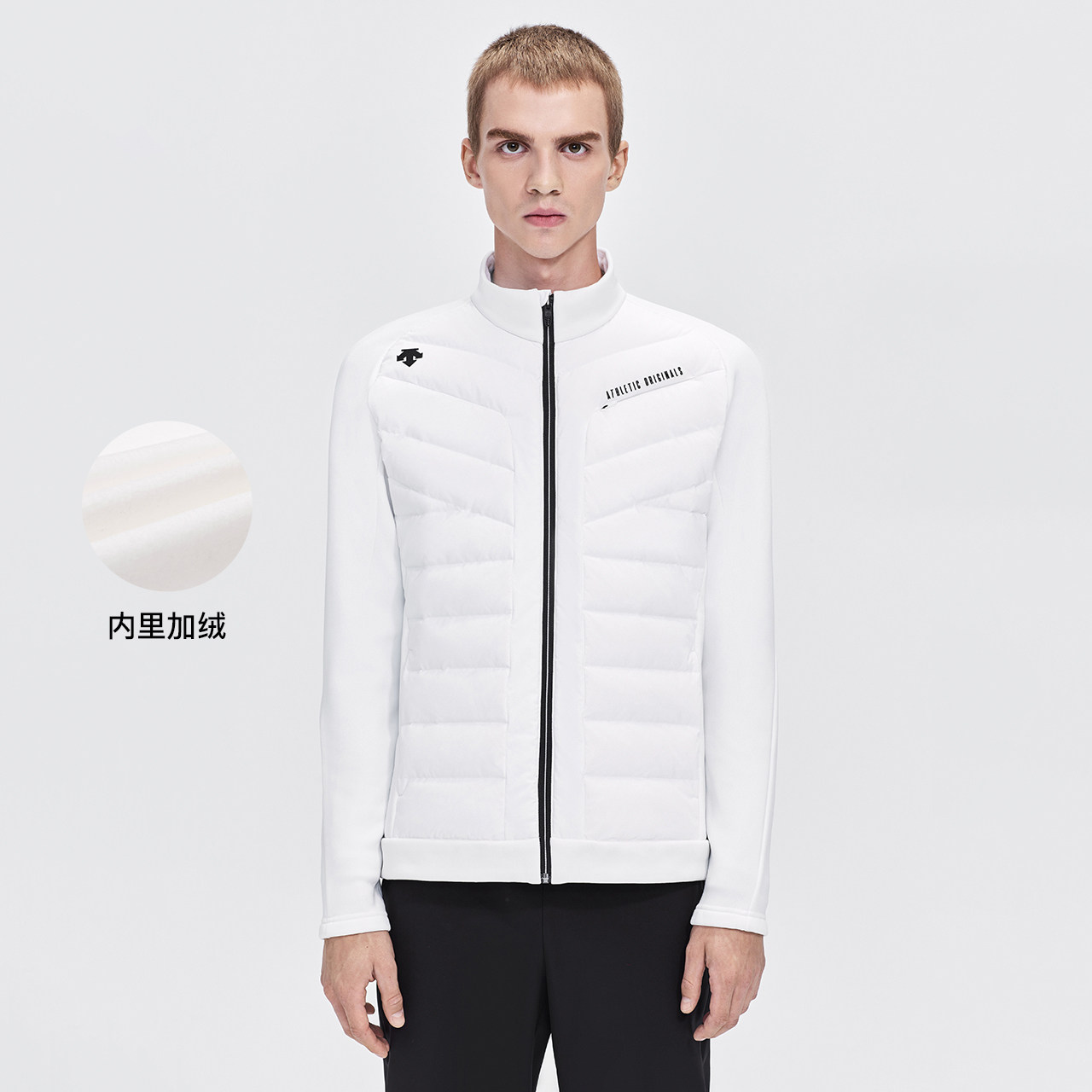 DESCENTE di Sante Neiga suede warm men stand knitted sports jacket D1421RFT91