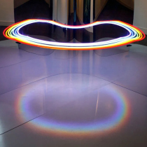 Projection floating mirror neon light illusion art rainbow installation commercial display set decoration customization