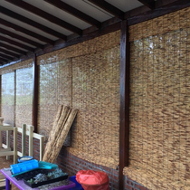 Carbonized coffee vintage imitation bamboo curtain farmyard hotel curtain decoration sunshade Reed curtain Reed curtain lifting roller