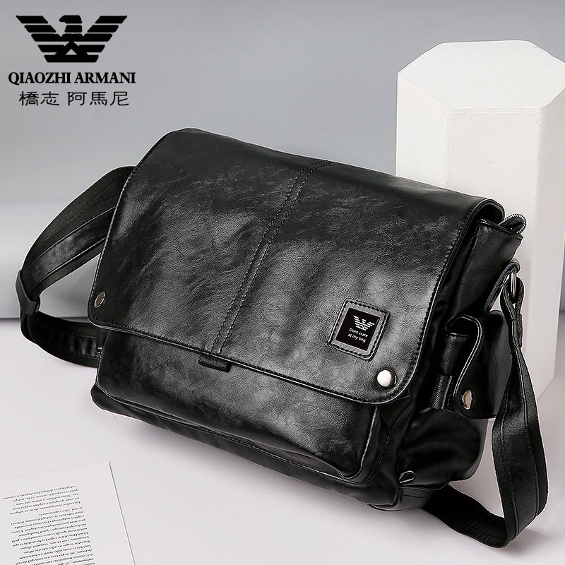 Fashion brand messenger bag trendy men's functional shoulder bag ins tooling bag leather Japan and South Korea messenger bag backpack bag