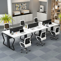 Guangzhou office furniture 4 persons desk staff table and chairs simple modern 6 people working position desk combined screen station