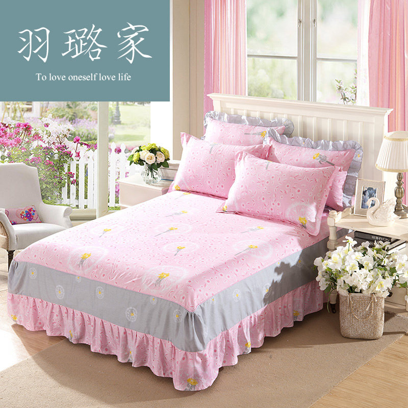 Cotton bed skirt One-piece bed cover Cotton bed pad non-slip protective cover 1 5m 1 8m Two-in-one bed Kasa bed cover