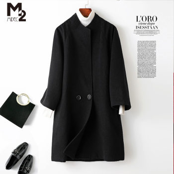 M2 women's brand discount temperament simple woolen coat