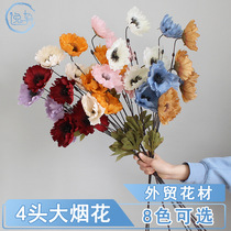 Simulation fake silk bouquet Poppy Flowers Big Smoky Flowers Inserts Floral Art Room Living-room Decoration Pendulum set wedding photography photo