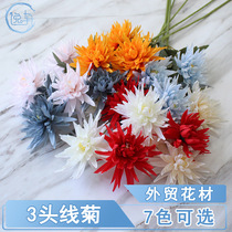 Fake flower emulation 3 headlines Chrysanthemum Chicks Wedding Celebration Wedding Hall Flower Arrangement Silk Bouquet Flowers Across Foreign Trade