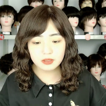 Real hair wig Medium and long curly hair Full hand-woven full headgear Shoulder-length large wave roll pear flower head fashion temperament breathable