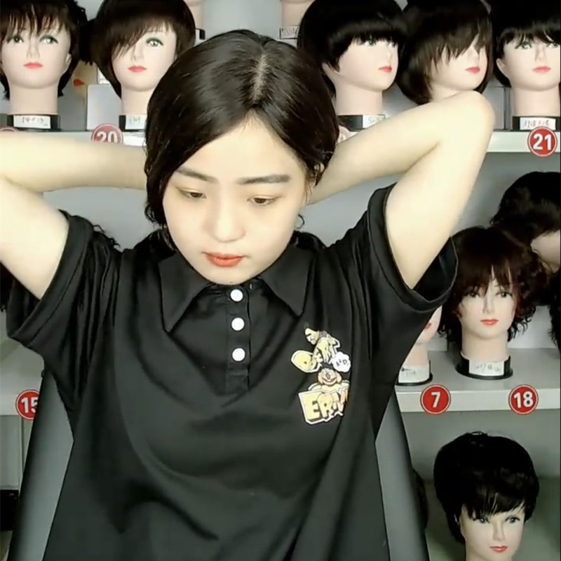 Full True Hair Wig female medium long version large wave curly hair full hand delivery needle partial Realistic All Headgear Elegant Temperament