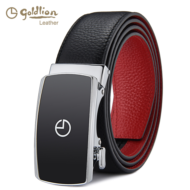 Ginley to strap automatic buckle genuine leather red belt Men's life Year Rabbit year Gifts Men's Red Pants With Outer Black Inner Red-Taobao