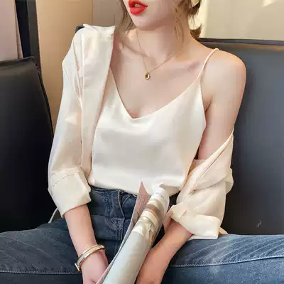 Satin suspenders female 2021 summer New wear sleeveless bottoming vest loose fashion sexy top