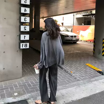 Wide leg pants women's summer new retro high waist loose pleated drape thin mopping pants fashion casual pants