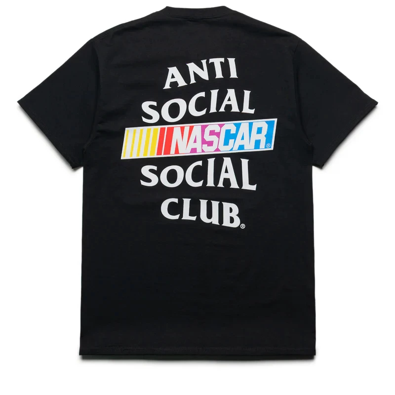 Assc anti social social club базовый совместный персиковый цветок короткий рукав майка с burgundy круглым вырезом