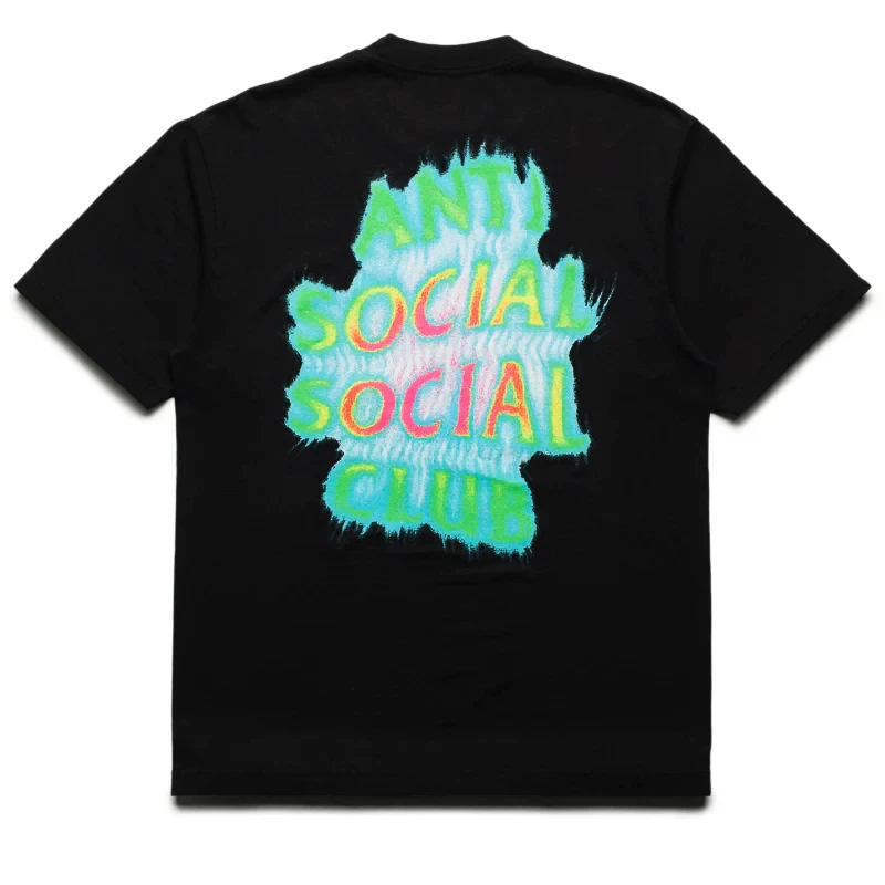 Assc anti social social club базовый совместный персиковый цветок короткий рукав майка с burgundy круглым вырезом