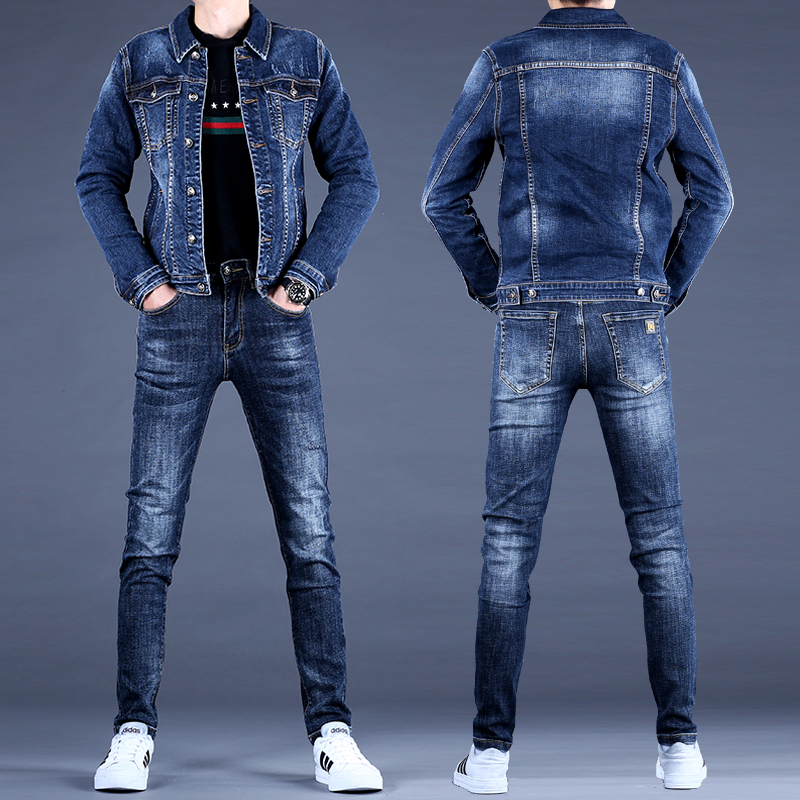 Men's Denim Suit 2026 New Style Long Pants Jacket High-End Trendy Casual Jacket Versatile Top Men's Denim Suit 2026 New Style Long Pants Jacket High-End Trendy Casual Jacket Versatile Top