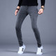 Gray jeans for men 2024 new spring and autumn slim fit pants for small feet trendy men's high-end elastic trendy brand