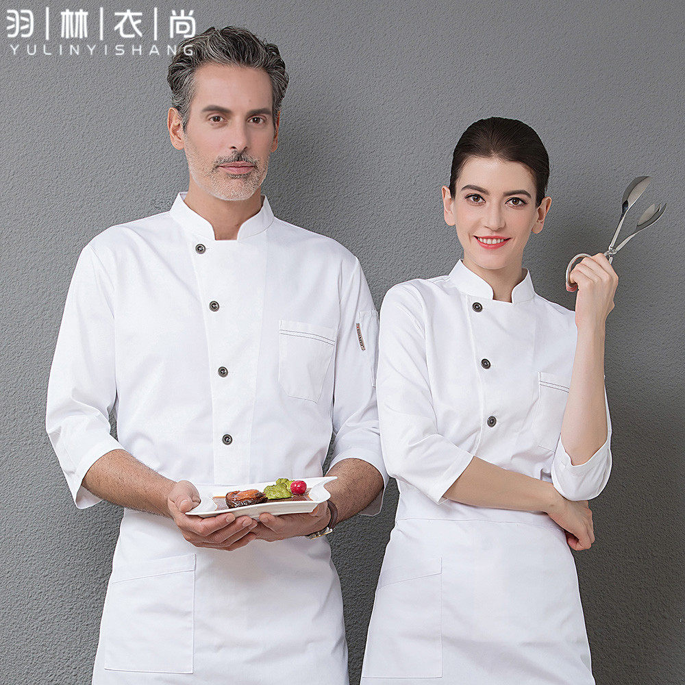 Chefs serving long sleeves 70% sleeves Male hotel Hotel Fire Pot Shop Kitchen chefs Clothing Autumn winter breathable net