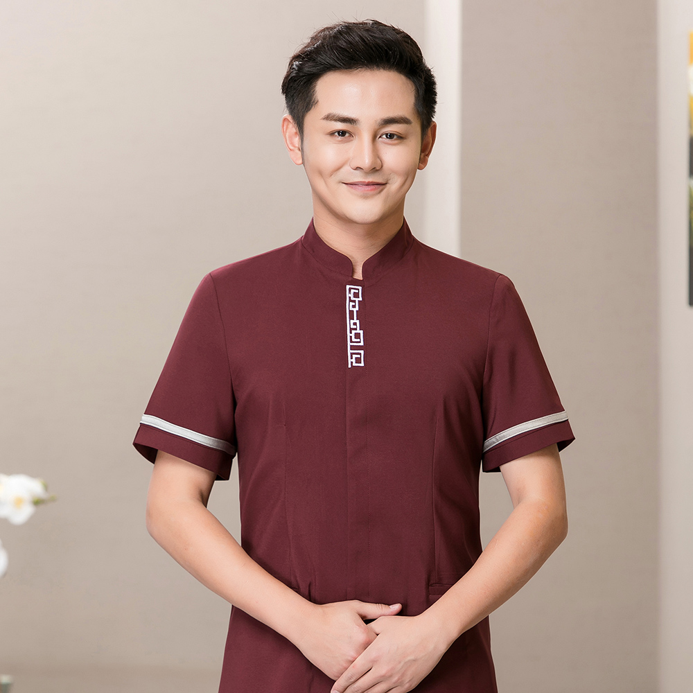 quần áo lẩu công việc cửa hàng waiter ngắn tay khách sạn nóng cửa hàng nồi sảnh bồi bàn ăn mặc quần áo mùa hè phòng trà Trung Quốc