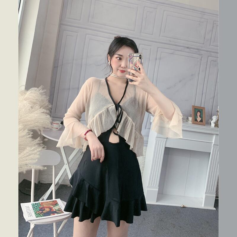 Swimsuit women's summer 2021 new stylish even body dress Skirt Belly slim fit slim and large size conservative spa swimsuit