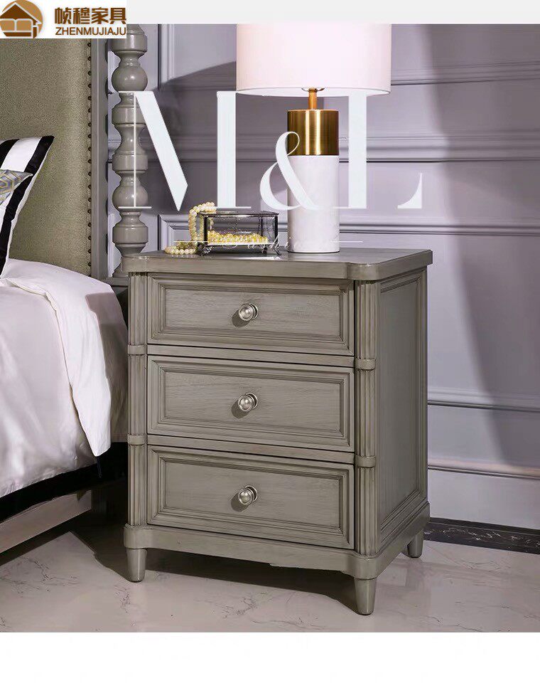 art American solid wood bed head cabinet Jane beauty oak Advanced grey bed head cabinet corner a few double pumping style minimalist furnishings-Taobao