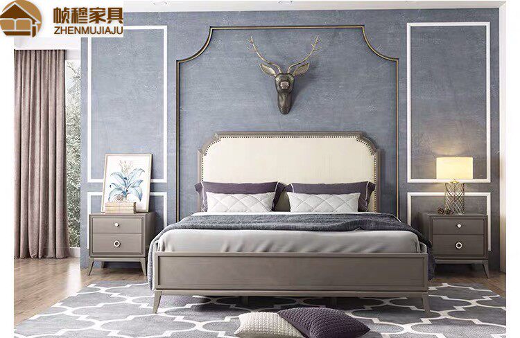 American solid wood bed French country vintage old double bed 1 5 1 8 meters Mediterranean wedding bed Nordic furniture