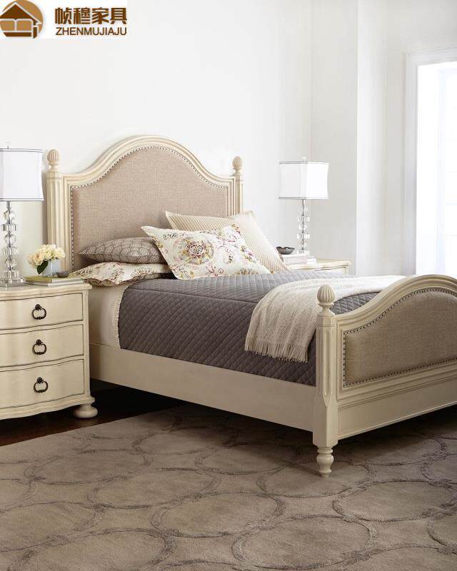 Spot American Countryside Solid Wood Bed Princess Bed White Cloth Art Genuine Leather Bed Bedroom 1 8 m Double Bed Head Soft Bag-Taobao