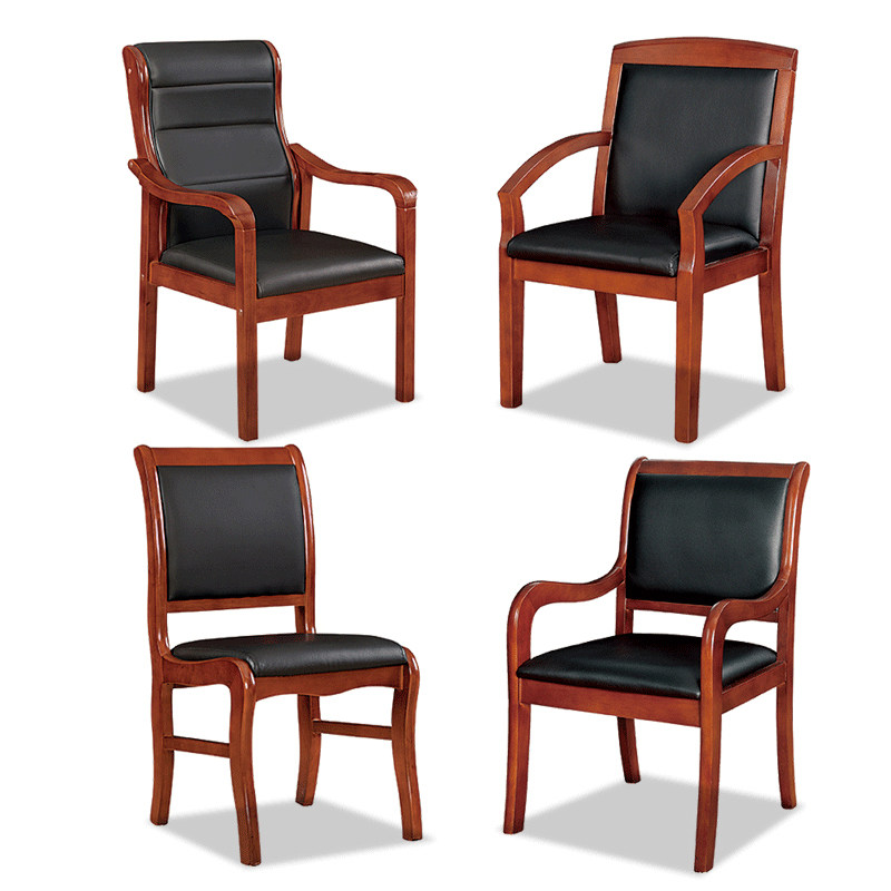 Office meeting chair staff leather meeting chair home computer chair leisure mahjong chess chair solid wood back chair - Taobao