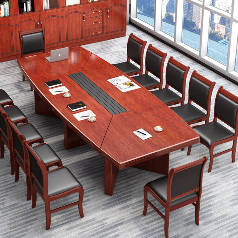 New Chinese-style modern minimalist conference table and chair combination desk strip long table large training business meeting table