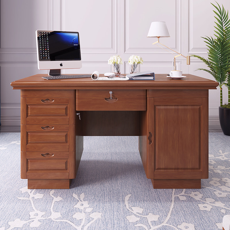 Chinese solid wood computer desk with drawer home desktop single 1 2 m 1 4 with lock desk desk desk