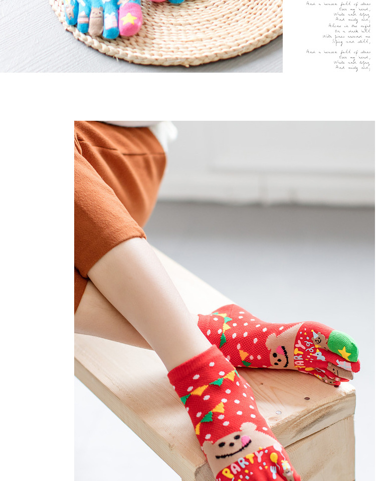 Blue Zixin phim hoạt hình dễ thương năm ngón tay vớ nữ vớ cotton ống ngắn chân vớ thoáng khí thoải mái tất nam cổ ngắn