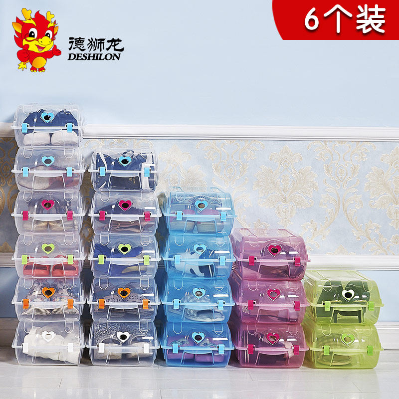 Transparent Shoes Box 6 Only Fit Any Combination Shoes Finishing Box Shoe Rack Shoes Breathable Containing Box Finishing Shoes Box