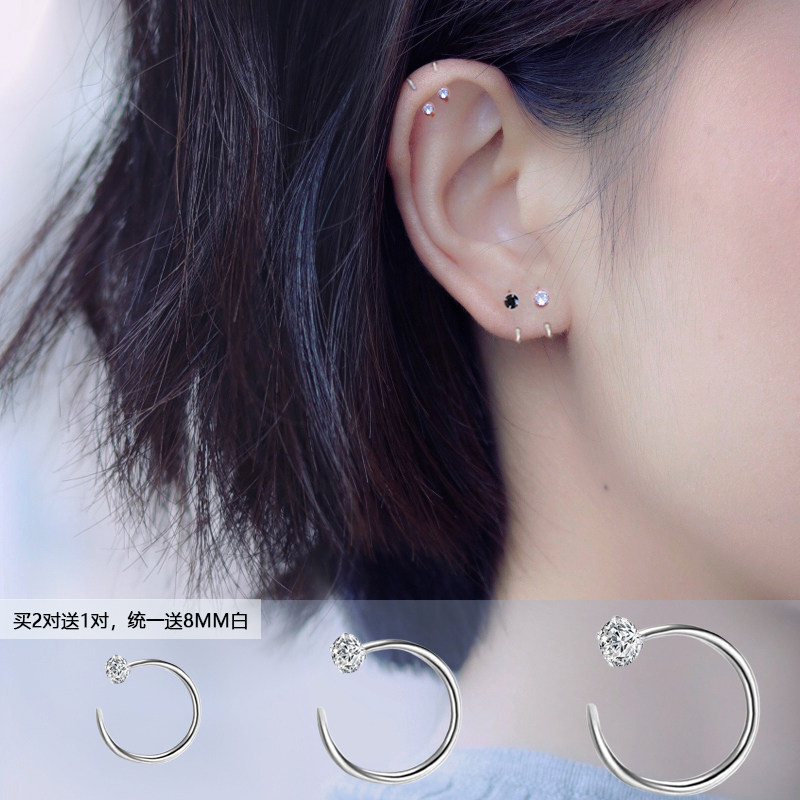 925 pure silver earshot female ear buckle minimalist earrings 2022 new wave raising earbuds small earrings mini ear bone nails