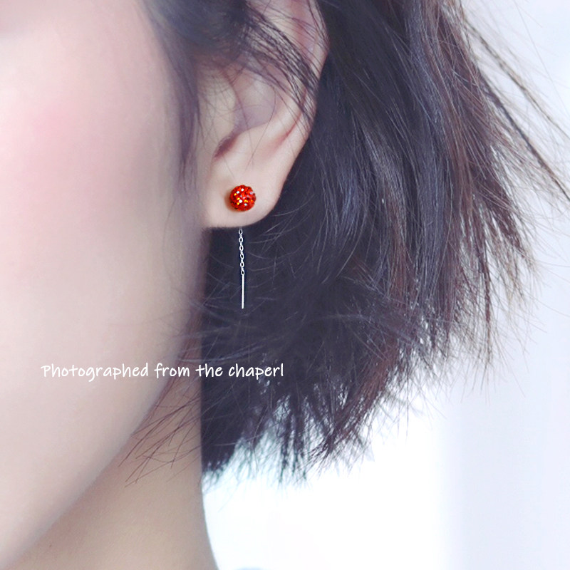 Red Streaming Su Earrings Earrings Earring Temperament Chinese Style Chinese Wind Superior Sensation 925 Pure Silver Ear Neckline 2022 New Tide