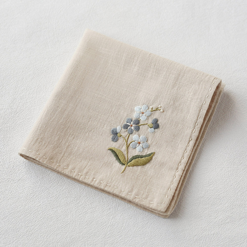 Flower Embroidery DIY Craft Kit Handkerchief Personalized Love Token Gift for Boyfriend Can Be Embroidered with Text