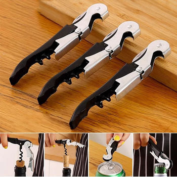 Household Beer and Wine Bottle Opener, Multifunctional Stainless Steel Beer and Wine Bottle Opener, Corkscrew
