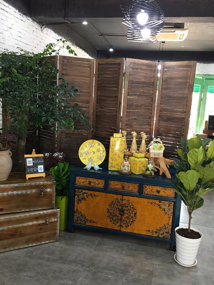 Dai Wei retro màn gỗ rắn màn trập cũ trang trí gấp phân vùng thời trang châu Âu phòng khách cửa hàng quần áo màn hình gấp - Màn hình / Cửa sổ bình phong gỗ