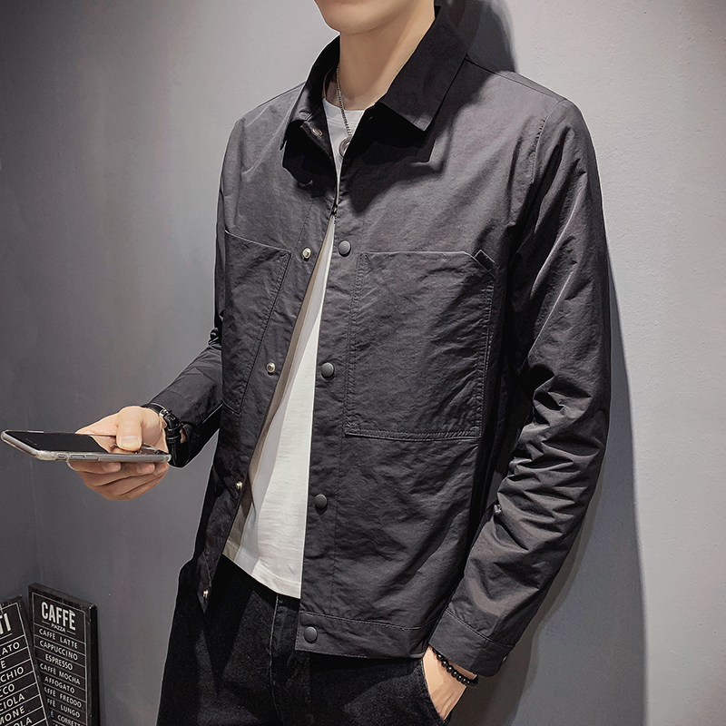 2022 Spring new Korean version tooling thickened male casual jacket men's jacket spring fall collar short baseball suit