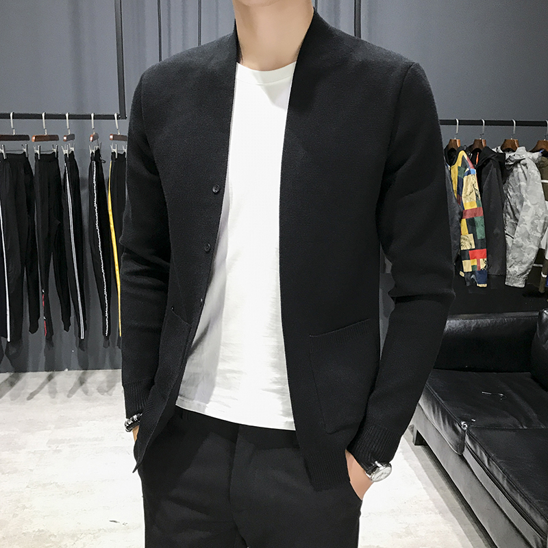 2022 spring new men's long sleeves knit cardio-hoodie fake two sweater men casual spring and autumn sweater jacket