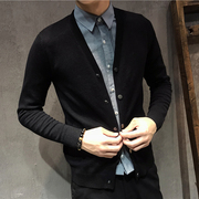 Trend bình thường cardigan nam mùa thu 2020 mới nam áo khoác áo len mỏng mặc một bộ đồ thân áo len dệt kim.