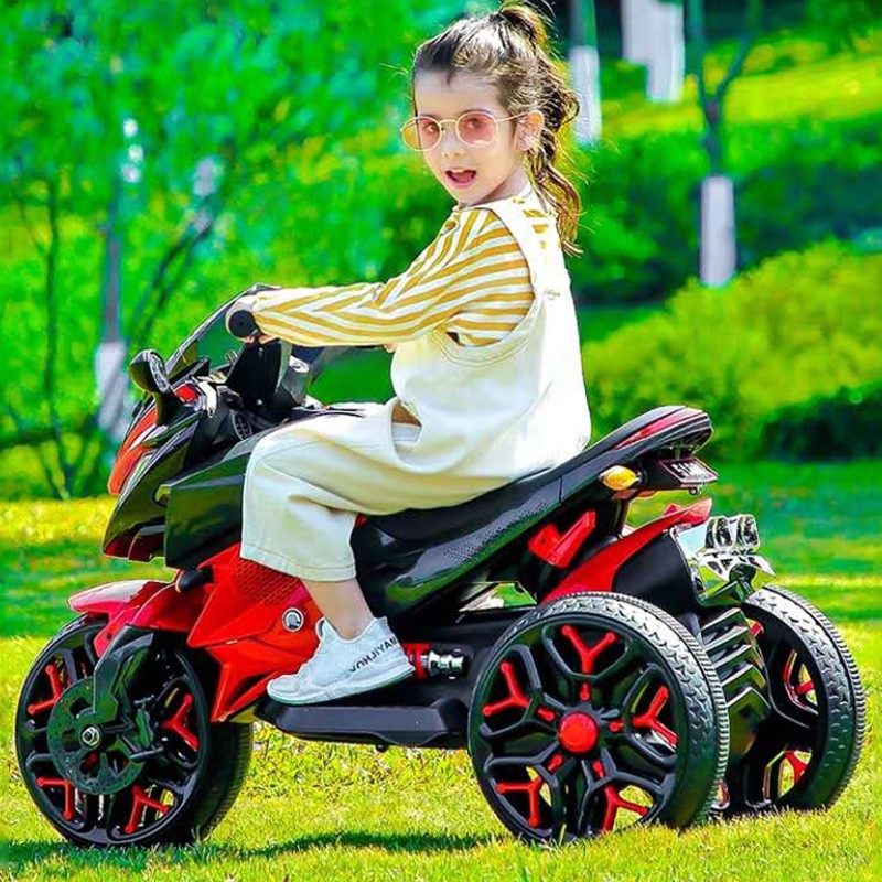 Children electric motorcycle tricycle remote control kids toy car male and female baby battery stroller can sit adults