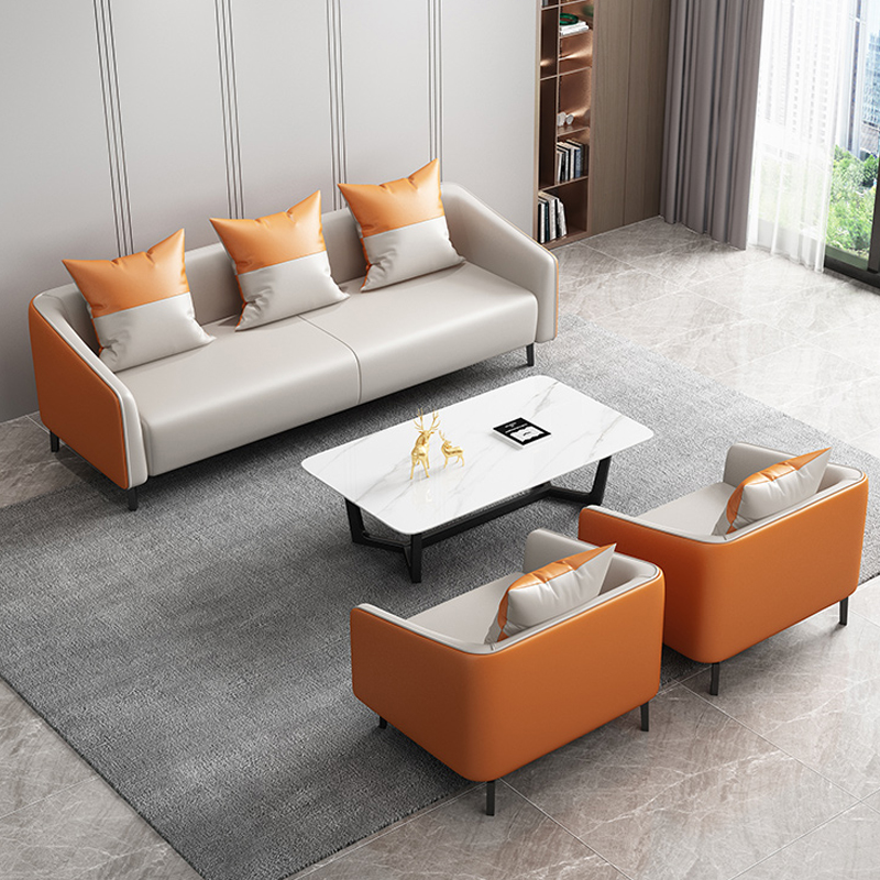 Office sofa Tea Table Composition Suit Office Business Reception Room Brief Modern Trio single Small family type-Taobao