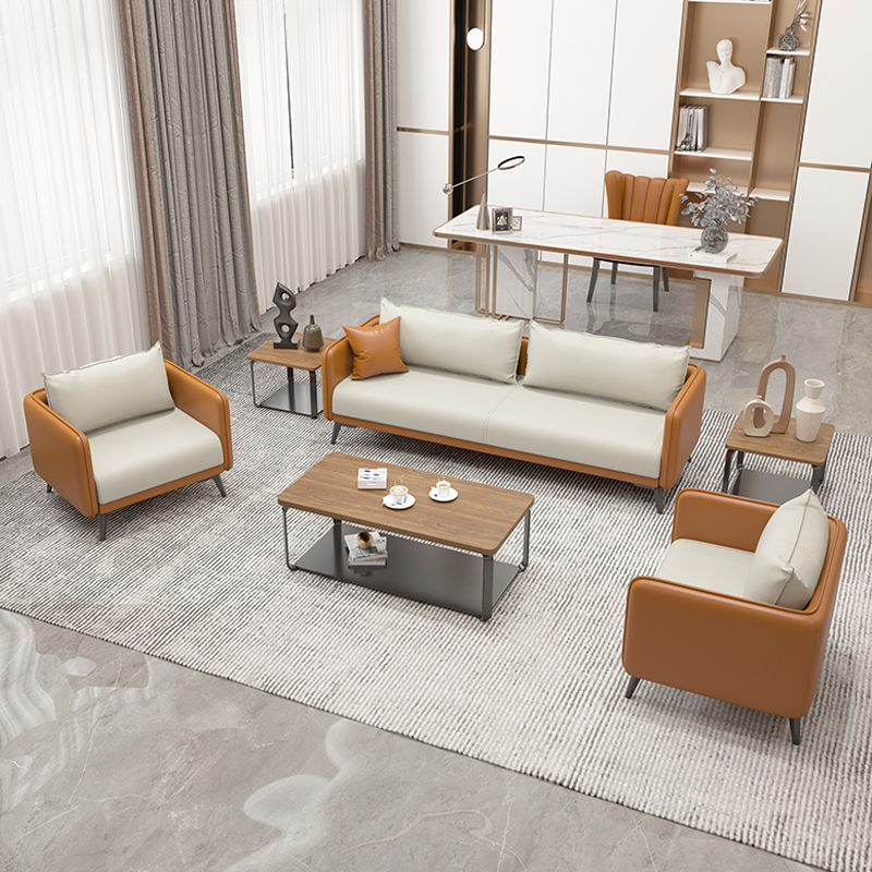 Office sofa coffee table combination set business reception area small three-person boss office sofa