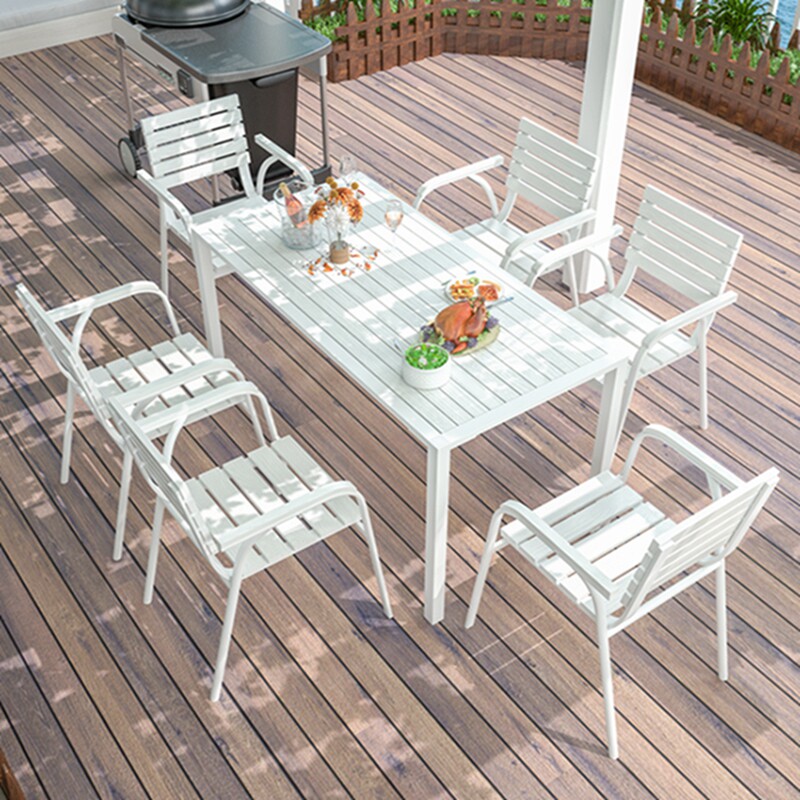 Villa Outdoor Table & Chair Coffee Coffee House Greenhouse Plastic Wood Anti-corrosion Wood Waterproof Iron Table and Chair Combination