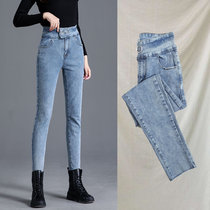 Light blue jeans Women 2021 Fall new Slim 90% Pants Tight Height Waist Display High Summer Thin Lady