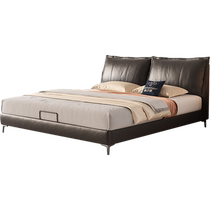 Pashaman leather bed modern simple soft-packed double bed master bedroom light luxury home wedding bed 1 8m leather bed soft bed