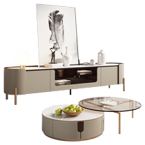 Pashaman light luxury glossy slate coffee table TV cabinet Nordic modern living room creative ins style large and small round coffee table