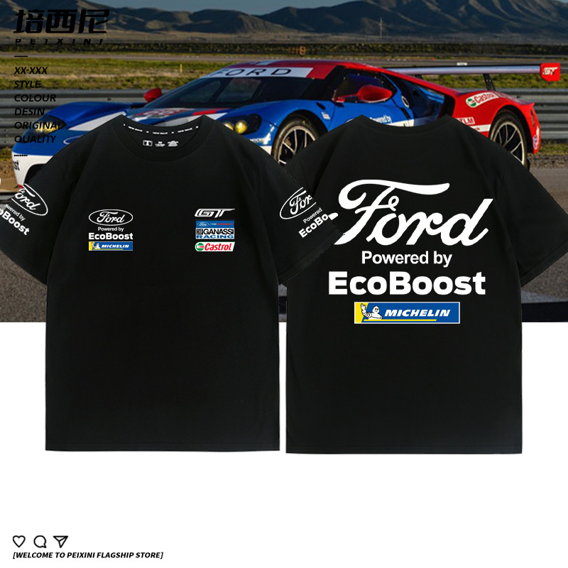 Ford Racing Gt Car Rally Le Mans Modified Car Clothing Short-Sleeved Casual Summer Pure Cotton T-Shirt Men's Top