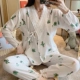Phụ nữ cho con bú đồ ngủ cotton dài tay mỏng mùa hè 6 tháng 5 sau sinh 7 gạc 8 bông giam dịch vụ tại nhà - Giải trí mặc / Mum mặc