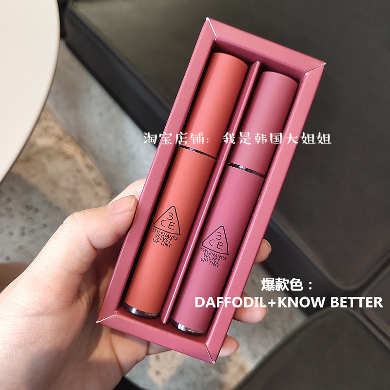 Limited Korea 3CE velvet fog surface lip glazed female know better daffodil rumor mouth red matt