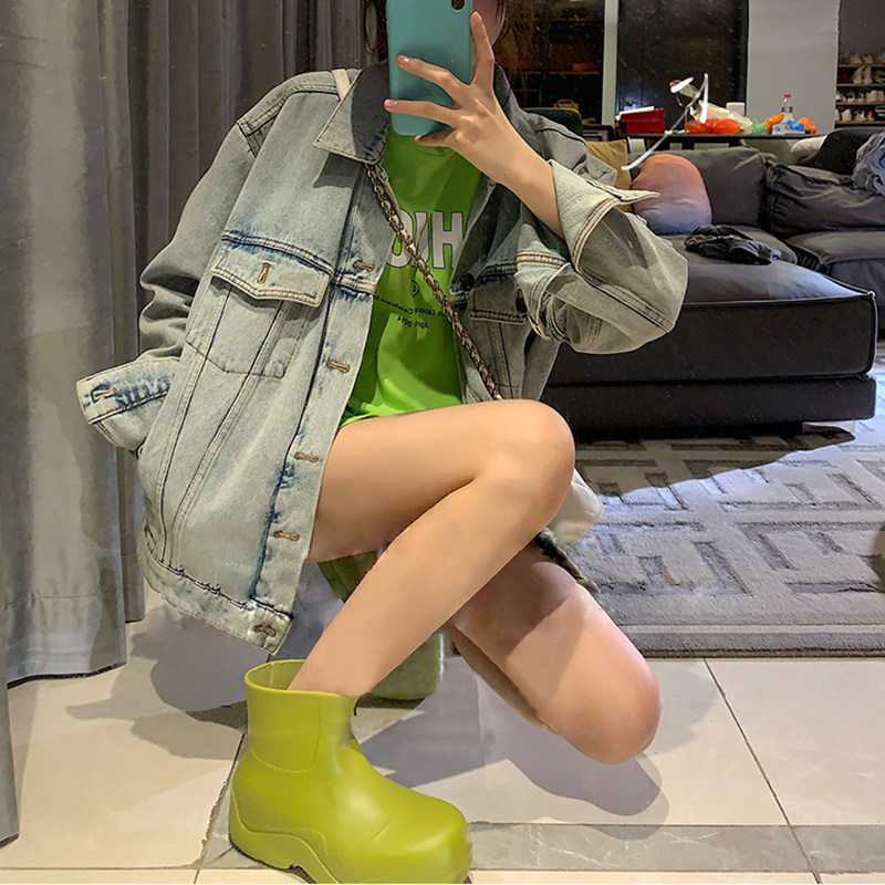 Axigo mona with the same rain boots female avocado wear non-slip waterproof rain boots plus velvet thick bottom inner heightening boots