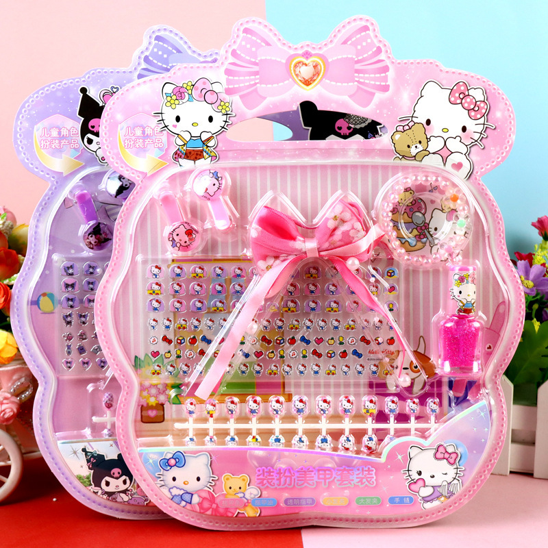 Children's Cartoon Nail Stickers, Diamond Stickers, Rings, Hair Ropes, Bracelets, Gemstone Nail Fake Pieces Set, Nail Stickers and Decals